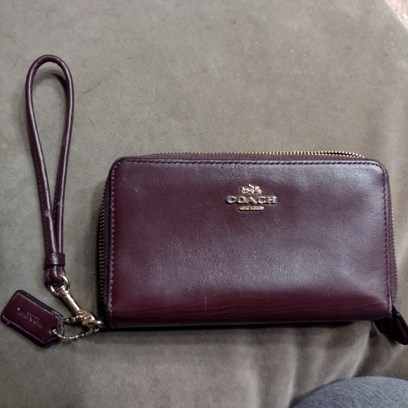 Coach Bags Coach Medium Burgundy Leather Double Ziparound Id Wallet